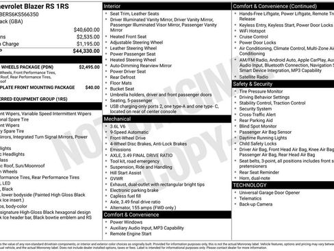 Used 2019 Chevrolet Blazer RS w/ Sun and Wheels Package FWD image 34