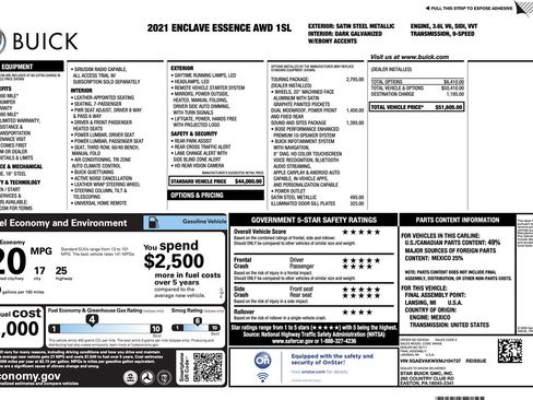 Used 2021 Buick Enclave Essence w/ LPO, Touring Package AWD/4WD image 2