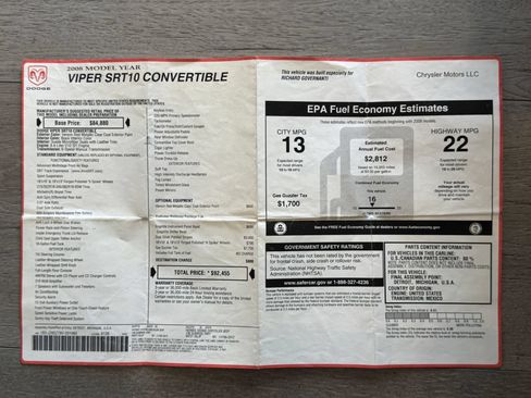 Used 2008 Dodge Viper SRT-10 RWD image 4