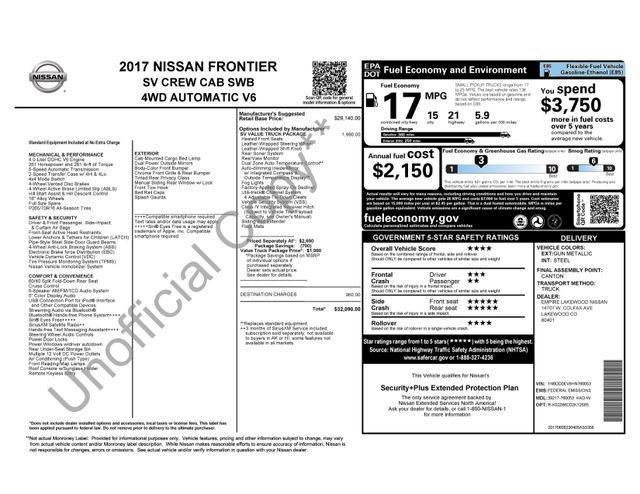 Used 2017 Nissan Frontier SV w/ SV Value Truck Package AWD/4WD image 4