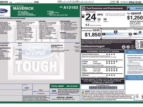 Certified 2023 Ford Maverick XLT w/ Equipment Group 300A Standard image 33