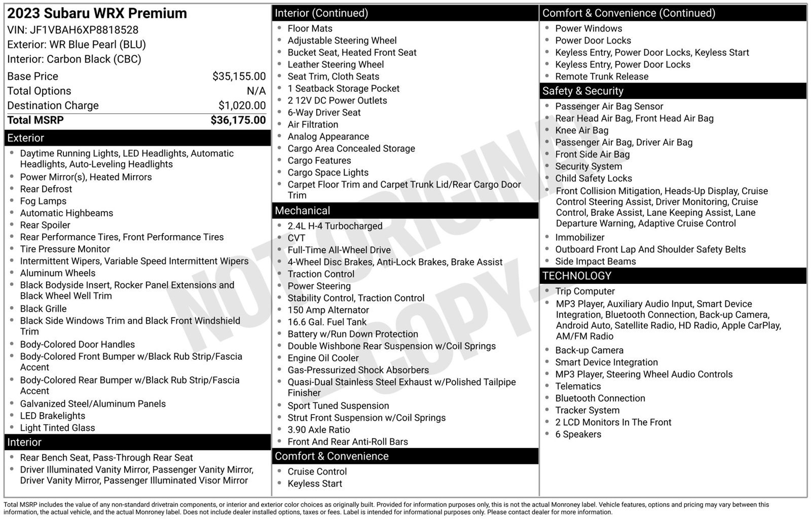 Certified 2023 Subaru WRX Premium AWD/4WD image 3