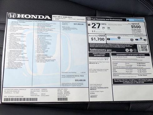 New 2027 Honda HR-V EX-L image 17