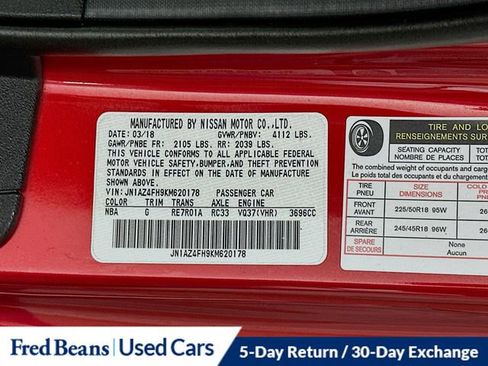 Certified 2019 Nissan 370Z Touring image 29