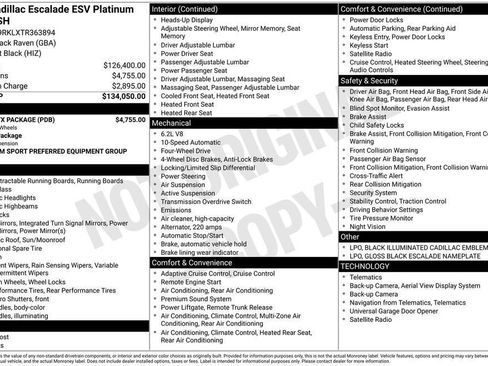 New 2026 Cadillac Escalade ESV Platinum Sport w/ LPO, ONYX Package AWD/4WD image 25