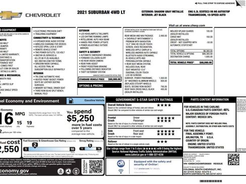 Used 2021 Chevrolet Suburban LT w/ Rear Media and Nav Package AWD/4WD image 1