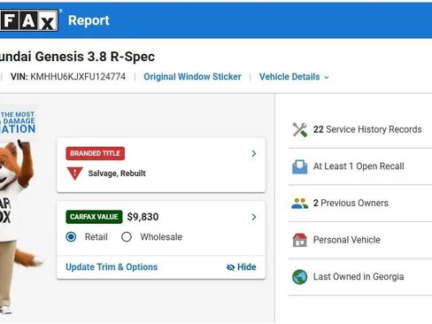 Used 2015 Hyundai Genesis 3.8 RWD image 11