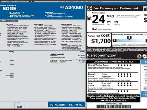 Certified 2021 Ford Edge SEL w/ Convenience Package FWD image 4