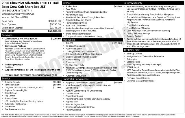 Used 2026 Chevrolet Silverado 1500 LT Trail Boss w/ Convenience Package II AWD/4WD image 4