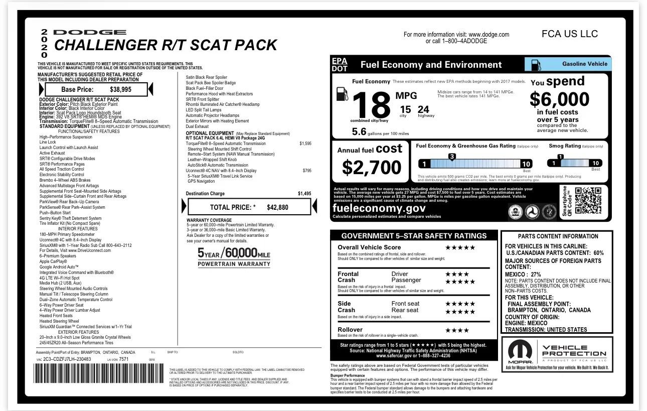 Used 2020 Dodge Challenger R/T Scat Pack RWD image 21
