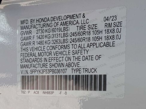 Certified 2023 Honda Ridgeline RTL image 30