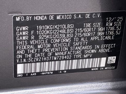 Certified 2026 Honda HR-V LX image 37