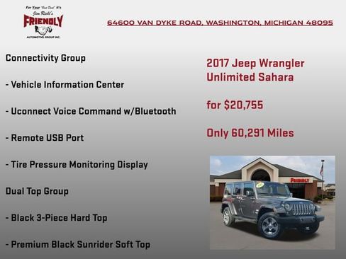 Used 2017 Jeep Wrangler Unlimited Sahara w/ Dual Top Group image 5
