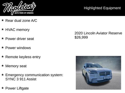 Used 2020 Lincoln Aviator Reserve w/ Elements Package Plus image 7