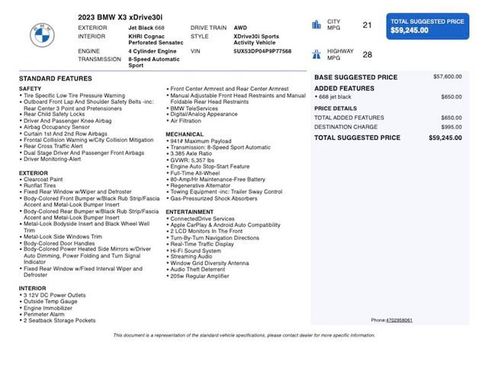 Used 2023 BMW X3 xDrive30i w/ Convenience Package AWD/4WD image 4