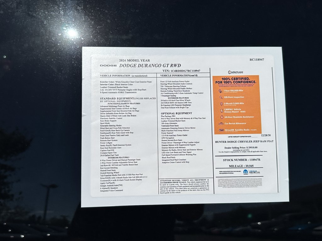 Certified 2024 Dodge Durango GT RWD image 5