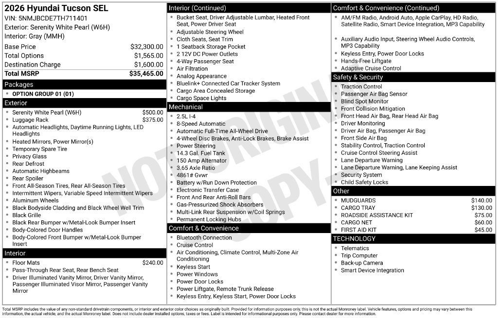 New 2026 Hyundai Tucson SEL AWD/4WD image 6
