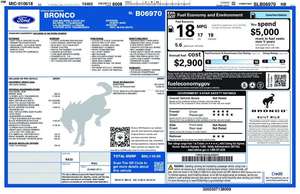 Used 2025 Ford Bronco Big Bend w/ Black Diamond Package AWD/4WD image 9