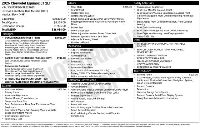 New 2026 Chevrolet Equinox LT AWD/4WD image 12