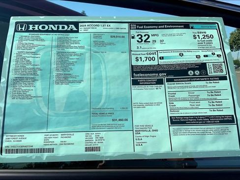 New 2024 Honda Accord EX image 13