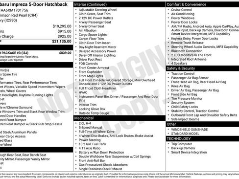 Used 2021 Subaru Impreza 2.0i w/ Popular Package #3 image 33