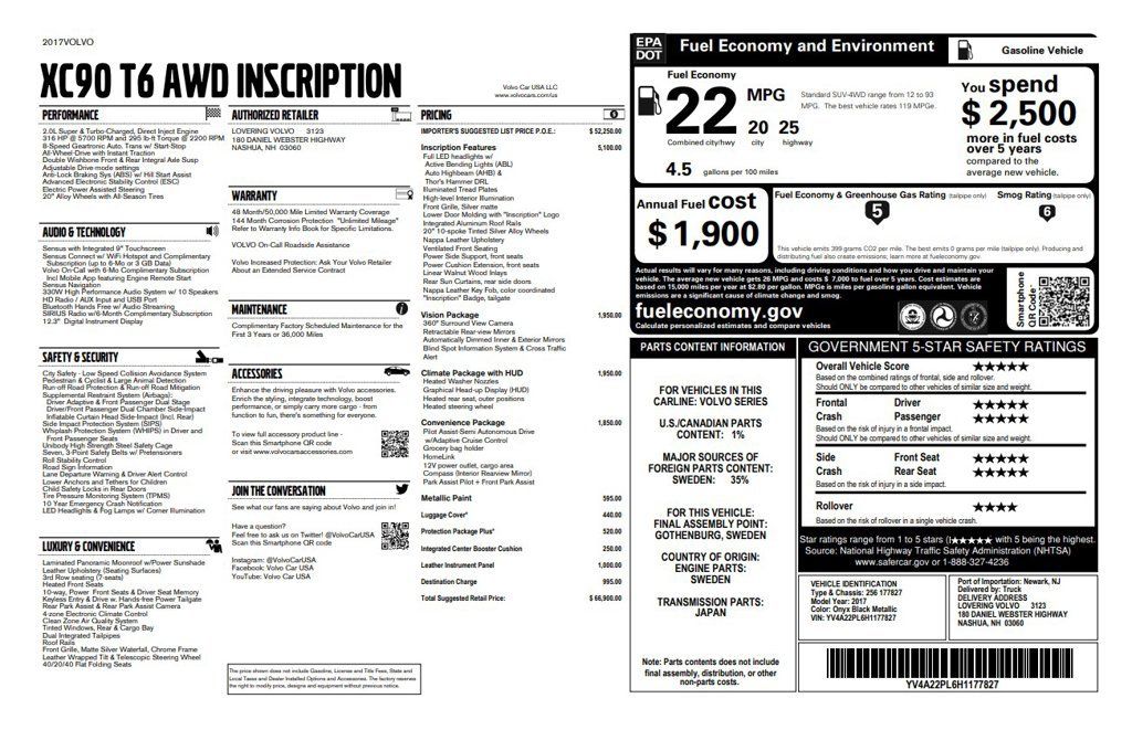 Used 2017 Volvo XC90 T6 Inscription w/ Vision Package AWD/4WD image 6