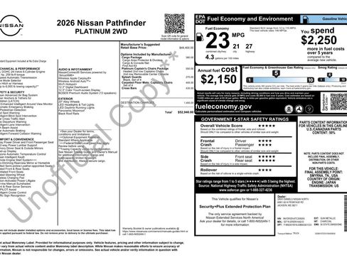 Used 2026 Nissan Pathfinder Platinum FWD image 59
