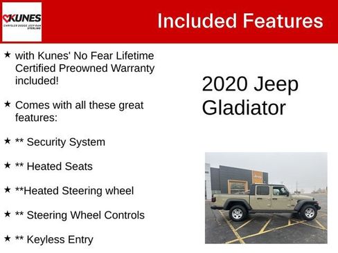 Certified 2020 Jeep Gladiator Sport w/ Quick Order Package 24S image 4
