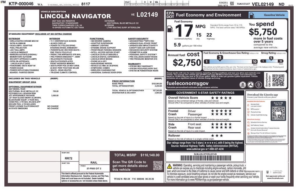 New 2027 Lincoln Navigator Reserve w/ Jet Appearance Package AWD/4WD image 44