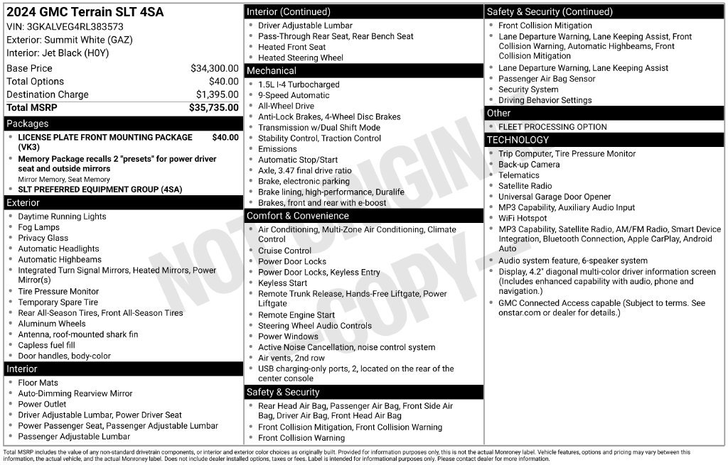 Used 2024 GMC Terrain SLT AWD/4WD image 39