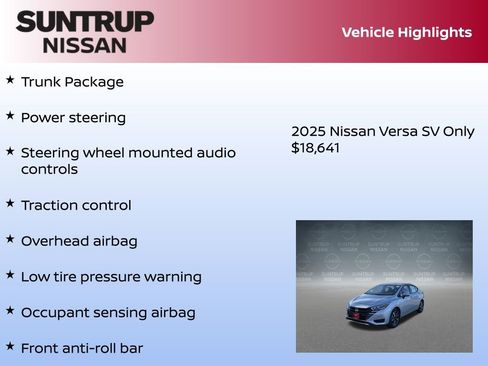 New 2025 Nissan Versa SV w/ Trunk Package image 8