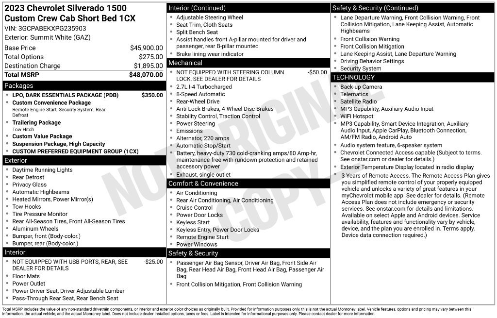 Certified 2023 Chevrolet Silverado 1500 Custom w/ LPO, Dark Essentials Package RWD image 33