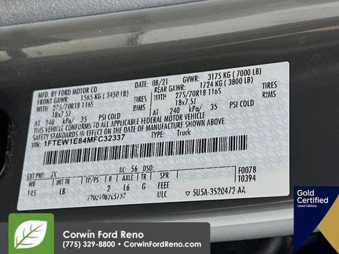 Certified 2021 Ford F150 Tremor w/ Equipment Group 401A Mid AWD/4WD image 38