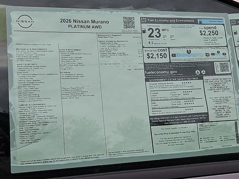 New 2026 Nissan Murano Platinum w/ Cargo Package AWD/4WD image 14