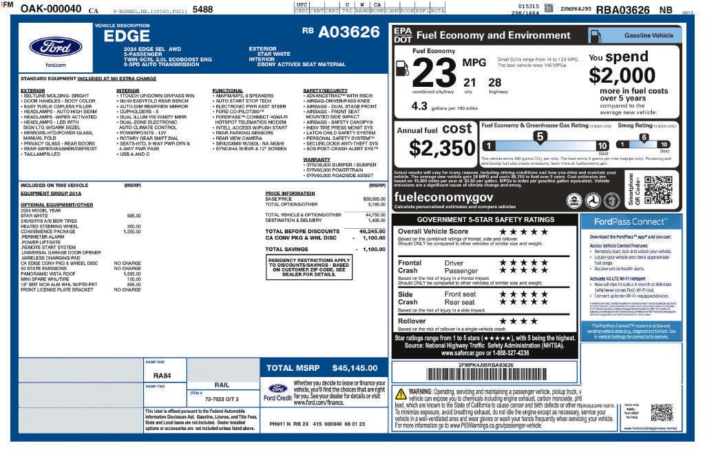 Used 2024 Ford Edge SEL w/ Convenience Package AWD/4WD image 3