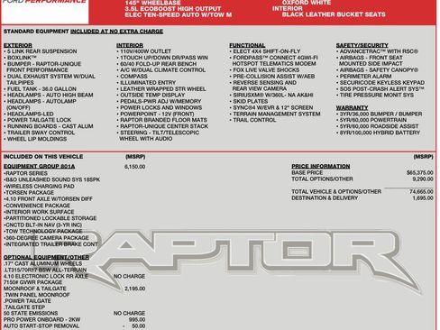 Used 2022 Ford F150 Raptor w/ Equipment Group 801A High image 29