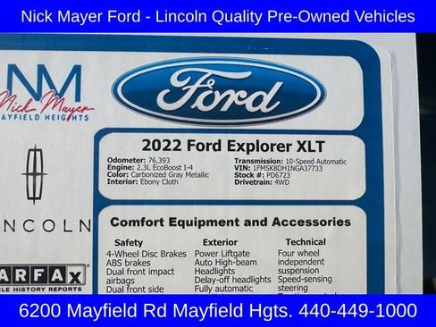 Used 2022 Ford Explorer XLT w/ Equipment Group 202A image 33