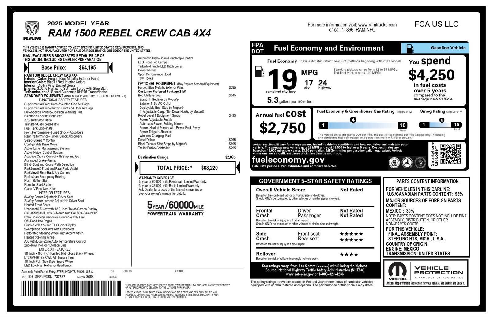 Used 2025 RAM 1500 Rebel w/ Bed Utility Group AWD/4WD image 7