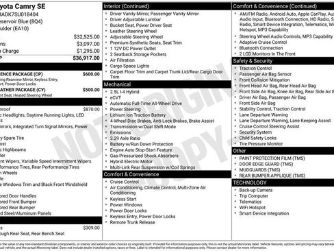 Used 2025 Toyota Camry SE w/ Convenience Package AWD/4WD image 28