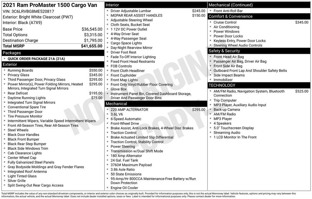 Used 2021 RAM ProMaster 1500 FWD image 34