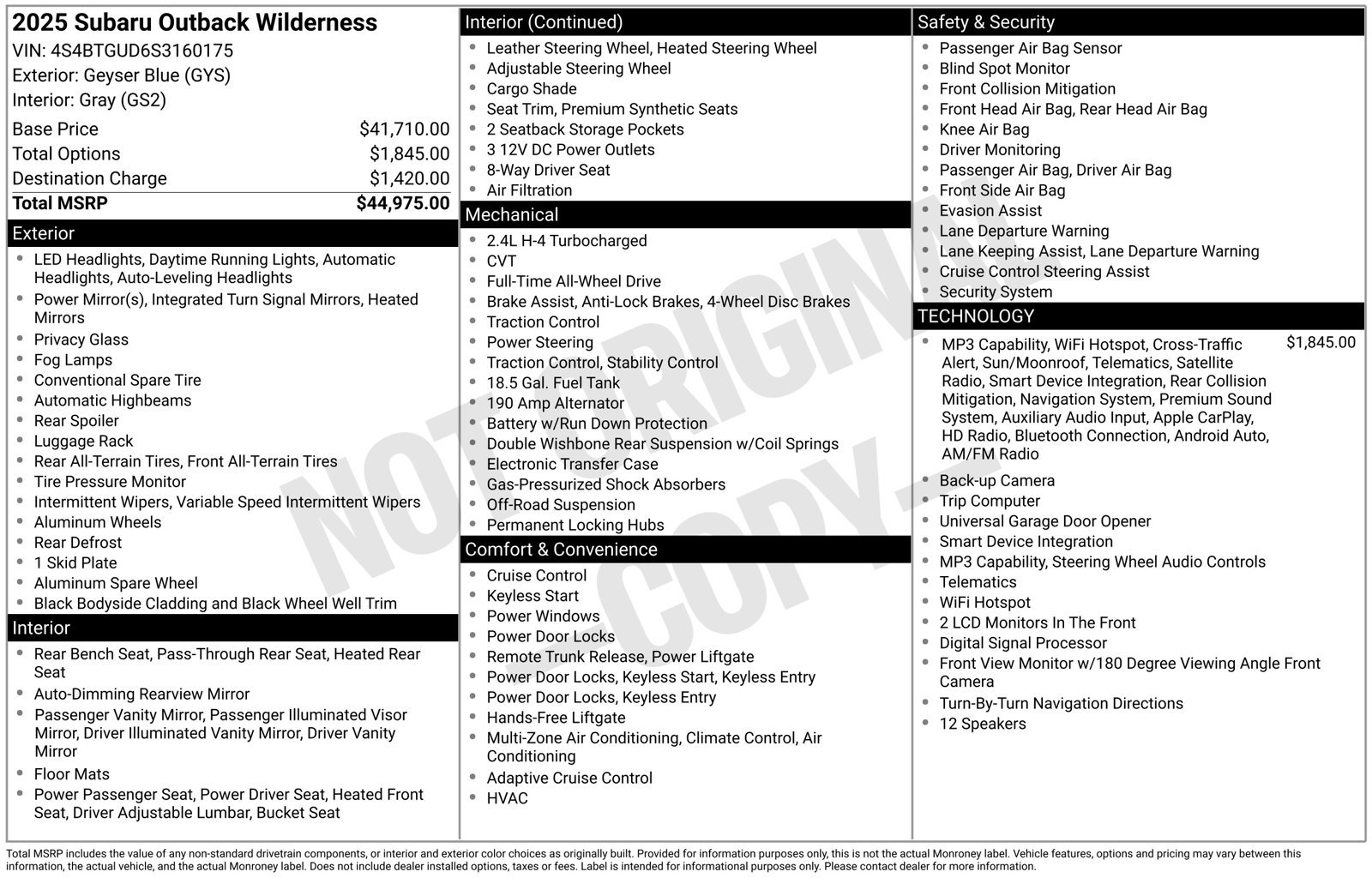 Used 2025 Subaru Outback Wilderness AWD/4WD image 18