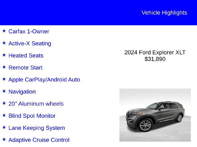 Certified 2024 Ford Explorer XLT w/ Equipment Group 202A RWD image 3