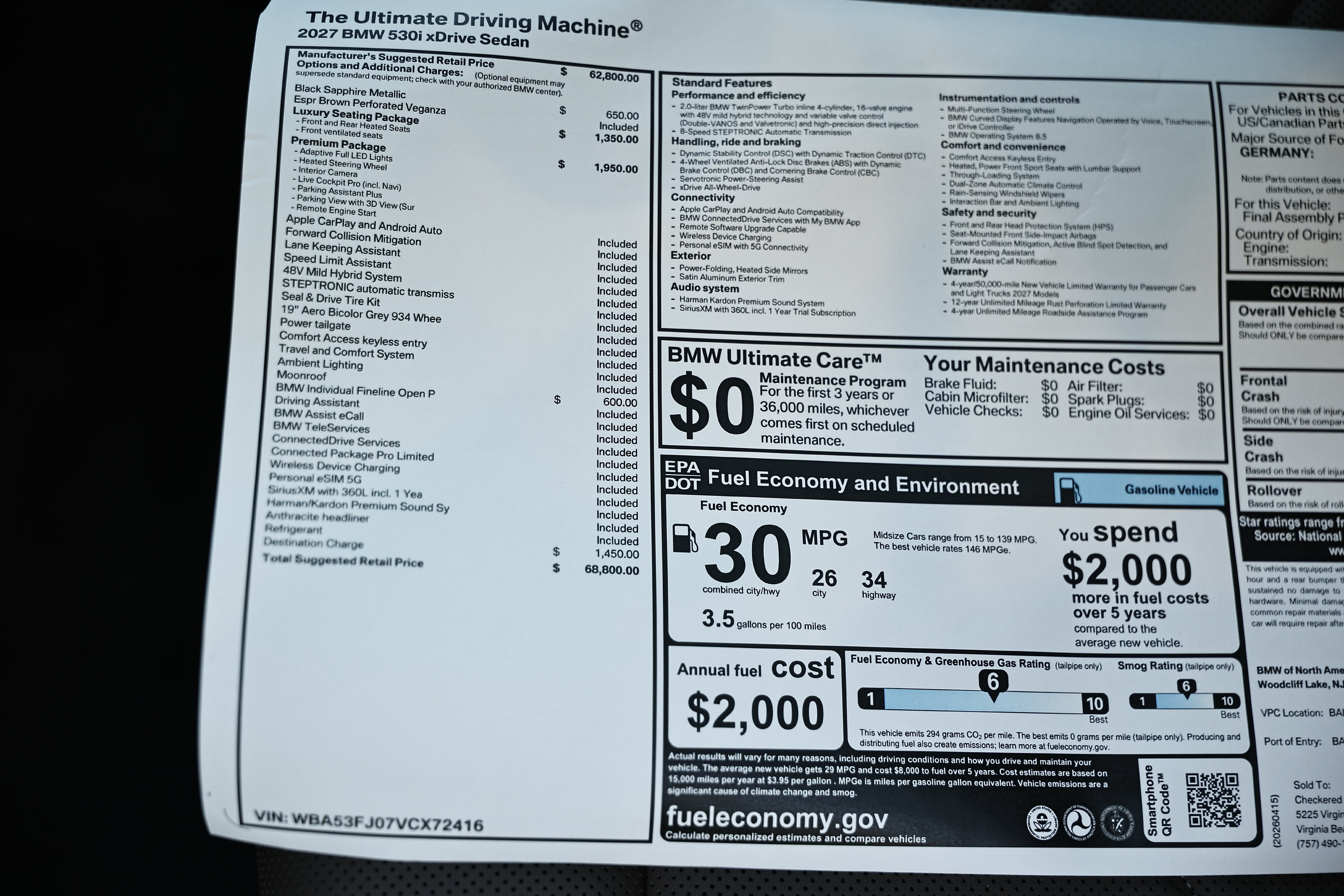 New 2027 BMW 530i xDrive w/ Premium Package AWD/4WD image 24