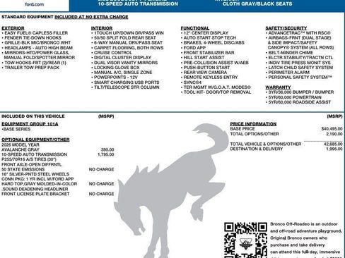 New 2026 Ford Bronco Base 2D Sport Utility image 2