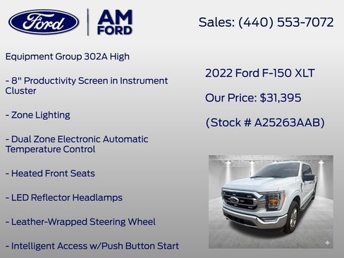 Certified 2022 Ford F150 XLT w/ Equipment Group 302A High AWD/4WD image 12