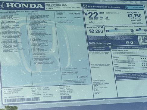 New 2026 Honda Odyssey EX-L image 34