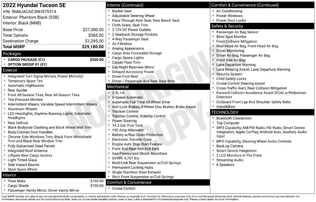 Used 2022 Hyundai Tucson SE w/ Cargo Package AWD/4WD image 4