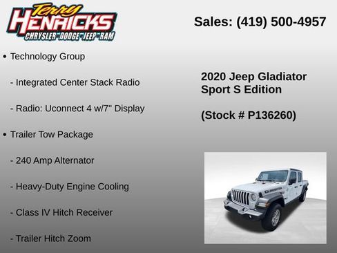Used 2020 Jeep Gladiator Sport w/ Quick Order Package 24S AWD/4WD image 11