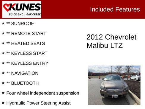 Used 2012 Chevrolet Malibu LTZ FWD image 2