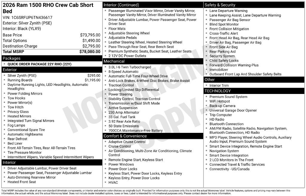 New 2026 RAM 1500 RHO AWD/4WD image 4